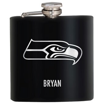 Seattle Seahawks Black 6oz. Personalized Stealth Hip Flask