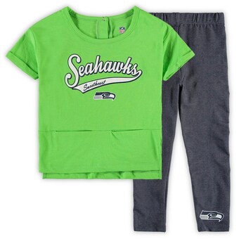 Girls Preschool Seattle Seahawks Neon Green Diamond T-Shirt & Leggings Set