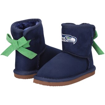 Girls Toddler Seattle Seahawks Cuce College Navy Low Team Ribbon Boots