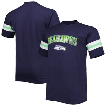 Men's Seattle Seahawks College Navy Big & Tall Arm Stripe T-Shirt