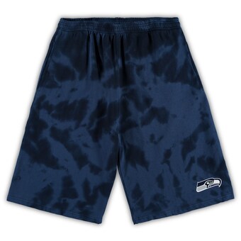 Men's Seattle Seahawks College Navy Big & Tall Tie-Dye Shorts