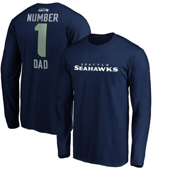 Men's Seattle Seahawks College Navy #1 Dad Long Sleeve Team Logo T-Shirt