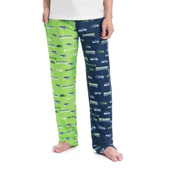 Men's Seattle Seahawks Concepts Sport Navy/Green Breakthrough AOP Knit Split Pants