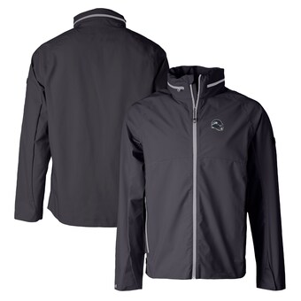 Men's Seattle Seahawks  Cutter & Buck Black Helmet Vapor Water Repellent Stretch Full-Zip Rain Jacket