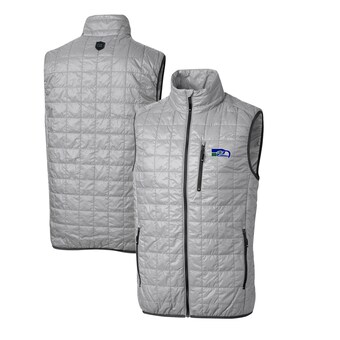 Men's Seattle Seahawks Cutter & Buck Gray Throwback Logo Big & Tall Rainier PrimaLoft Eco Insulated Full-Zip Puffer Vest