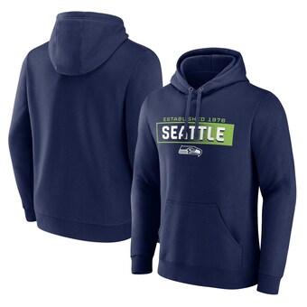 Men's Seattle Seahawks Fanatics College Navy Down The Field Pullover Hoodie