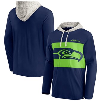 Men's Seattle Seahawks Fanatics College Navy Long Sleeve Hoodie T-Shirt