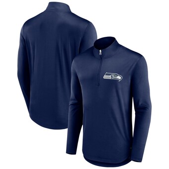 Men's Seattle Seahawks Fanatics College Navy Tough Minded Quarter-Zip Top