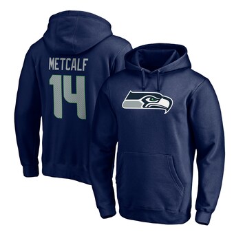Men's Seattle Seahawks DK Metcalf Fanatics College Navy Player Icon Name & Number Pullover Hoodie