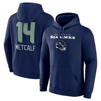 Men's Seattle Seahawks DK Metcalf Fanatics College Navy Team Wordmark Name & Number Pullover Hoodie