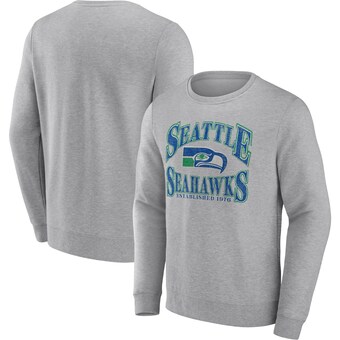 Men's Seattle Seahawks Fanatics Heathered Charcoal Playability Pullover Sweatshirt