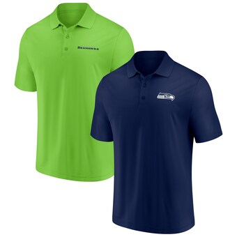 Men's Seattle Seahawks Fanatics Navy/Neon Green Dueling Two-Pack Polo Set