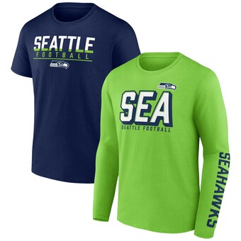 Men's Seattle Seahawks Fanatics Neon Green/College Navy Two-Pack T-Shirt Combo Set