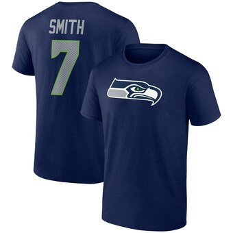 Men's Seattle Seahawks Geno Smith College Navy Icon Player Name & Number T-Shirt