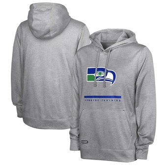 Men's Seattle Seahawks Heather Gray Grid Drill Streak Fleece Pullover Hoodie