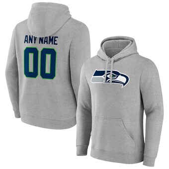 Men's Seattle Seahawks Heathered Gray Team Authentic Custom Pullover Hoodie