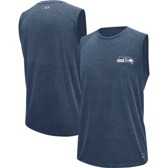 Men's Seattle Seahawks MSX by Michael Strahan College Navy Warm Up Sleeveless T-Shirt