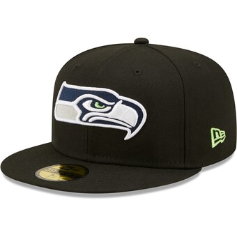 Men's Seattle Seahawks New Era Black Omaha 59FIFTY Fitted Hat
