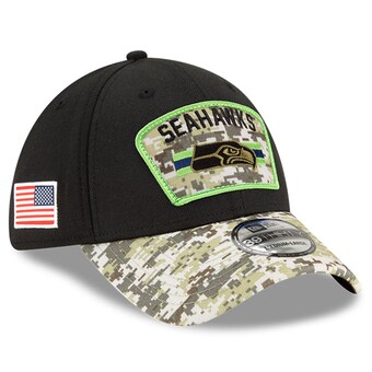 Men's Seattle Seahawks New Era Black/Camo 2021 Salute To Service 39THIRTY Flex Hat