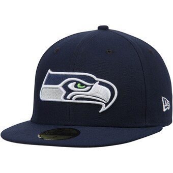 Men's Seattle Seahawks New Era College Navy Omaha 59FIFTY Fitted Hat