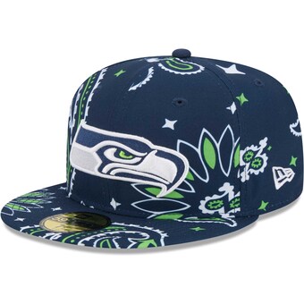 Men's Seattle Seahawks New Era College Navy Paisley 59FIFTY Fitted Hat