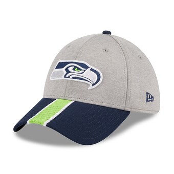 Men's Seattle Seahawks New Era Heather Gray/College Navy Striped 39THIRTY Flex Hat