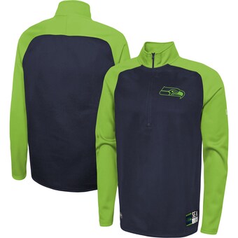 Men's Seattle Seahawks New Era Navy Combine Authentic O-Line Raglan Half-Zip Jacket