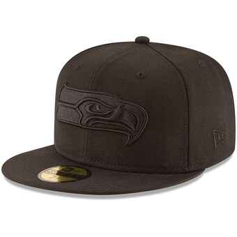 Men's Seattle Seahawks New Era Black on Black 59FIFTY Fitted Hat
