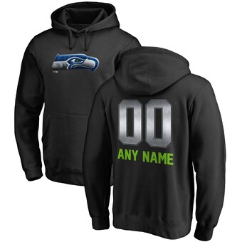 Men's Seattle Seahawks NFL Pro Line by Fanatics Black Personalized Midnight Mascot Pullover Hoodie