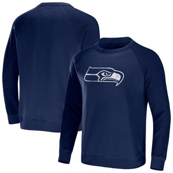 Men's Seattle Seahawks NFL x Darius Rucker Collection by Fanatics College Navy Distressed Lightweight Pullover Sweatshirt