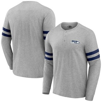 Men's Seattle Seahawks NFL x Darius Rucker Collection by Fanatics Heather Gray Henley Long Sleeve T-Shirt