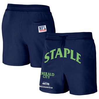 Men's Seattle Seahawks NFL x Staple Navy Throwback Vintage Wash Fleece Shorts