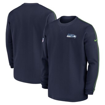 Men's Seattle Seahawks Nike College Navy 2024 Sideline Coaches Long Sleeve Top