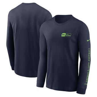 Men's Seattle Seahawks Nike College Navy All Out Long Sleeve T-Shirt