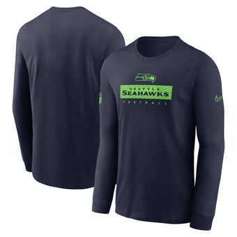 Men's Seattle Seahawks Nike College Navy Sideline Performance Long Sleeve T-Shirt