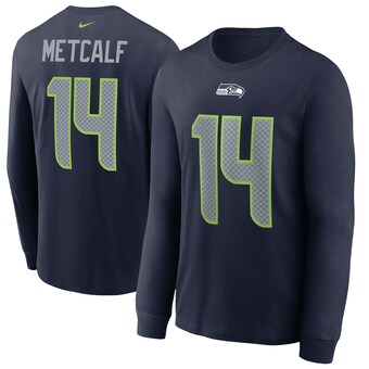 Men's Seattle Seahawks DK Metcalf Nike Navy Player Name & Number Long Sleeve T-Shirt