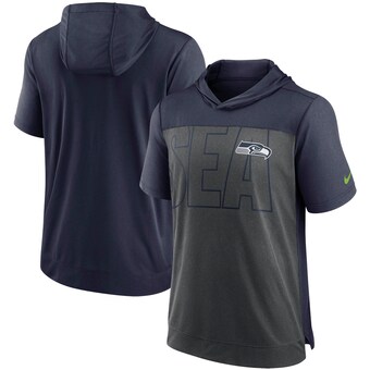 Men's Seattle Seahawks Nike Heathered Charcoal/College Navy Performance Hoodie T-Shirt