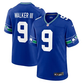 Men's Seattle Seahawks Kenneth Walker III Nike Royal Throwback Player Game Jersey