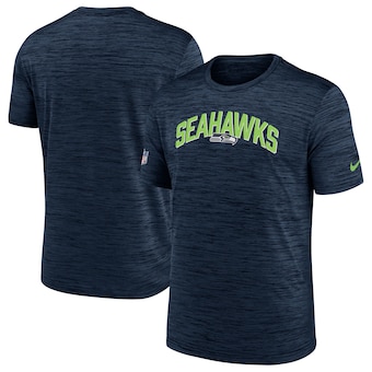 Men's Seattle Seahawks Nike Navy Sideline Velocity Athletic Stack Performance T-Shirt