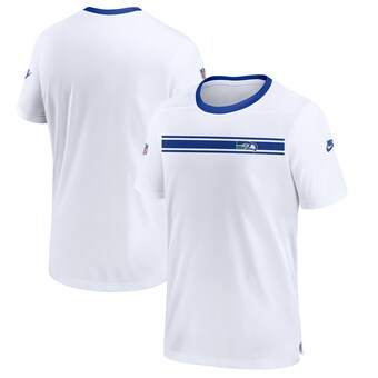 Men's Seattle Seahawks Nike White Throwback Sideline Coaches Performance T-Shirt