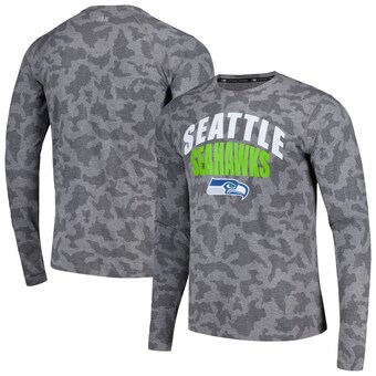 Men's Seattle Seahawks Starter Heather Charcoal Halftime Long Sleeve T-Shirt