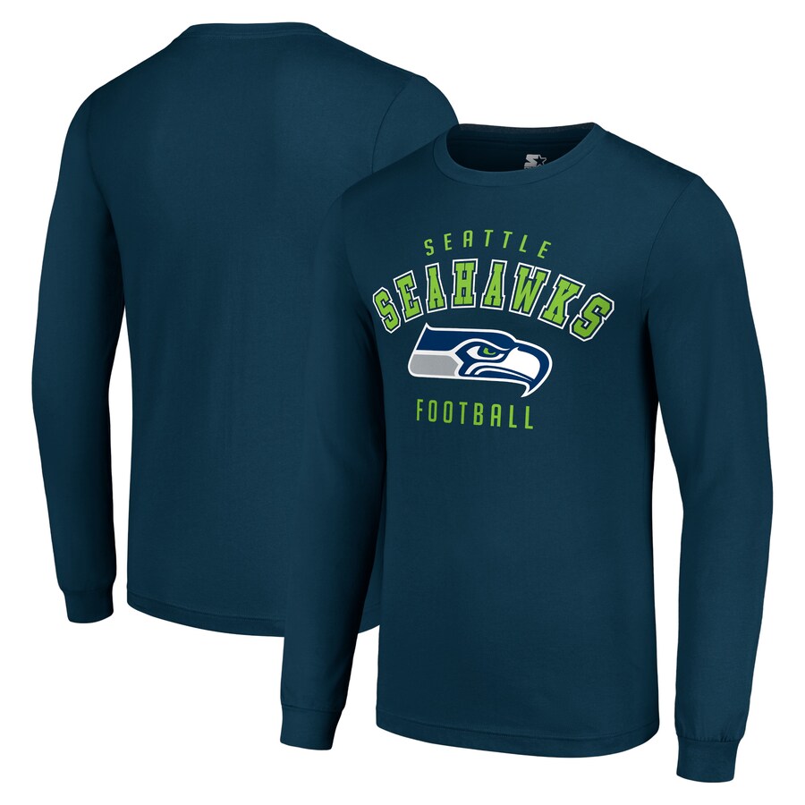 Men's Seattle Seahawks Starter Navy Long Sleeve T-Shirt