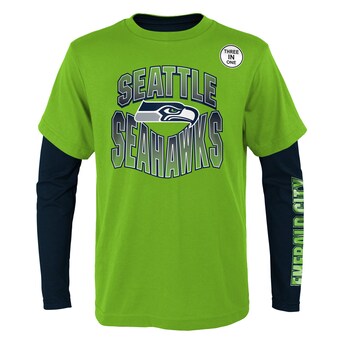 Preschool Seattle Seahawks Neon Green/College Navy Game Day T-Shirt Combo Set