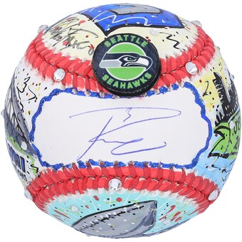 Russell Wilson Seattle Seahawks Autographed Fanatics Authentic Baseball - Hand Painted by Artist Charles Fazzino