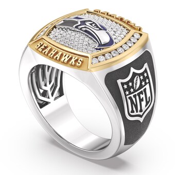 Seattle Seahawks 1/2 CTTW Diamond Two-Tone Yellow Gold and Sterling Silver Ring