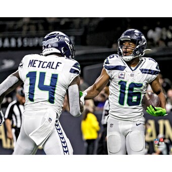 Unsigned Seattle Seahawks Tyler Lockett & DK Metcalf Fanatics Authentic Celebrating a Touchdown Photograph