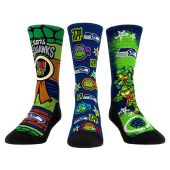 Unisex Seattle Seahawks  Rock Em Socks College Navy TMNT Three-Pack Crew Sock Set