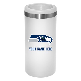 Seattle Seahawks White 12oz. Personalized Slim Can Holder
