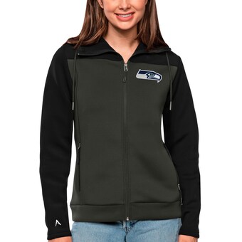 Women's Seattle Seahawks Antigua Black/Charcoal Protect Full-Zip Jacket