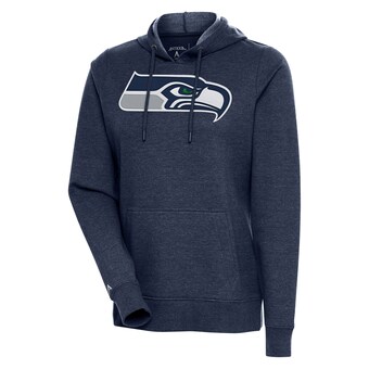 Women's Seattle Seahawks Antigua Heather Navy Action Pullover Hoodie